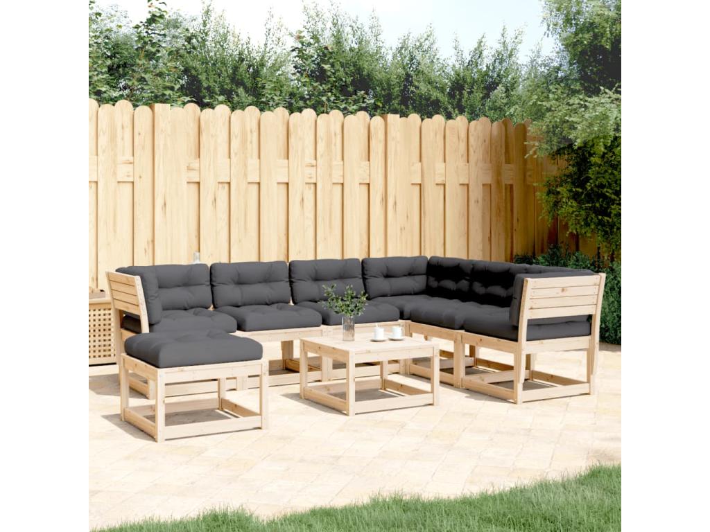 7-piece garden furniture set with cushions, solid pine wood 01921SPZV