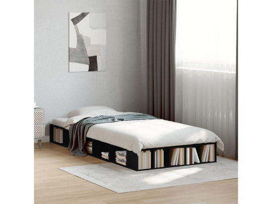 Black bed frame without mattress, 100x200 cm, 86101SRLU