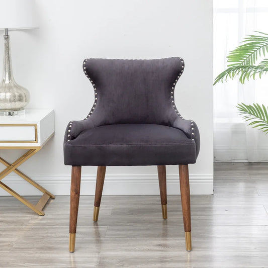 Gray 23 Polyester Upholstered Accent Chair with Rubberwood Legs