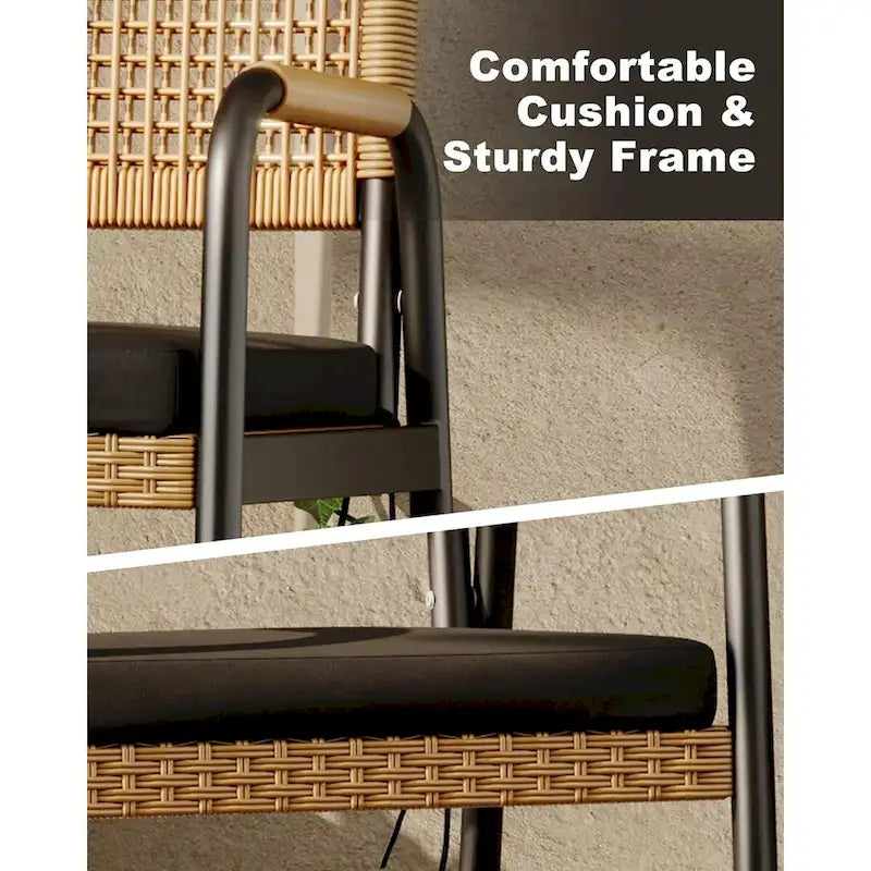 Outdoor Dining Chairs Set of 2, Patio Wicker Chairs with Cushions