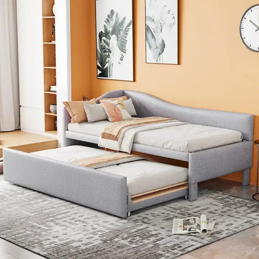 Twin L-Shaped Daybed with Pop-Up Trundle