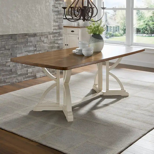 Eleanor 78-inch Oak Top Dining Table with Interlocking Base by iNSPIRE Q Classic