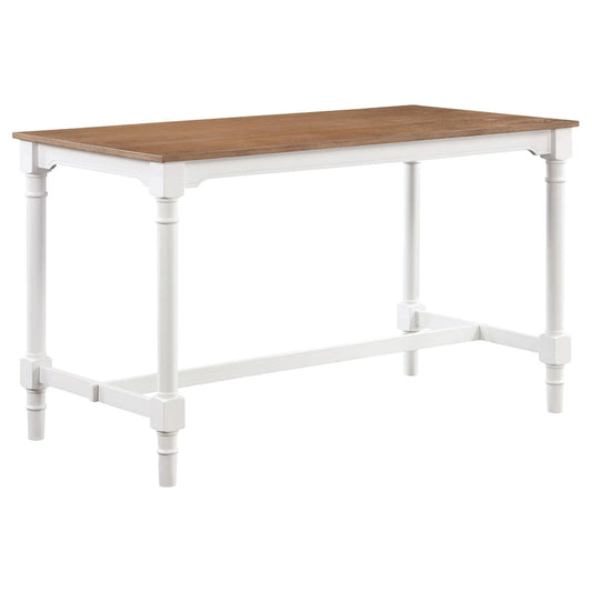 Hima 5 Piece Counter Height Table Set with 4 Stools, Beige Fabric, White