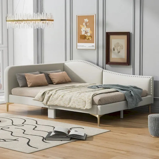 Modern Upholstered Daybed with Armrest and Headrest