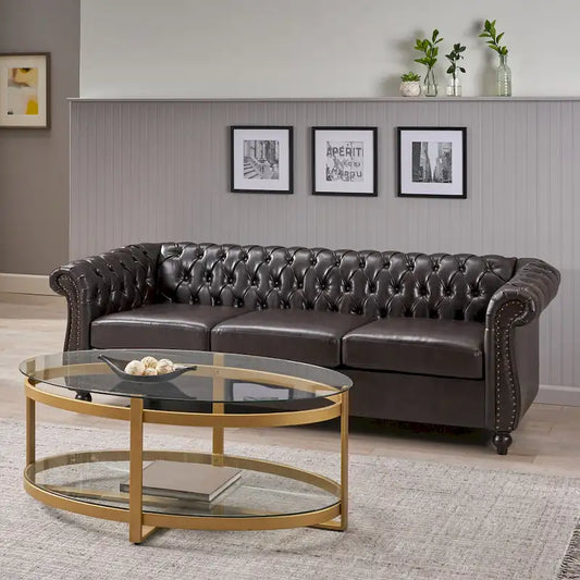 Chesterfield Button Tufted 3-seater Sofa with Nailheads