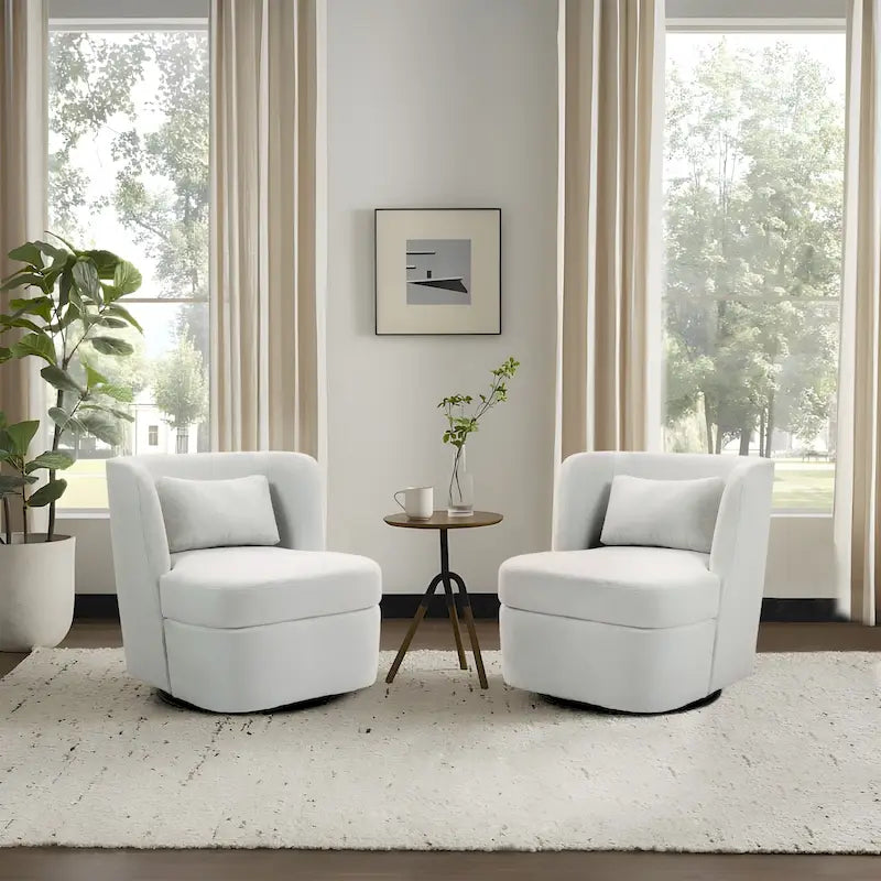 Swivel Upholstered Accent chair With pillow