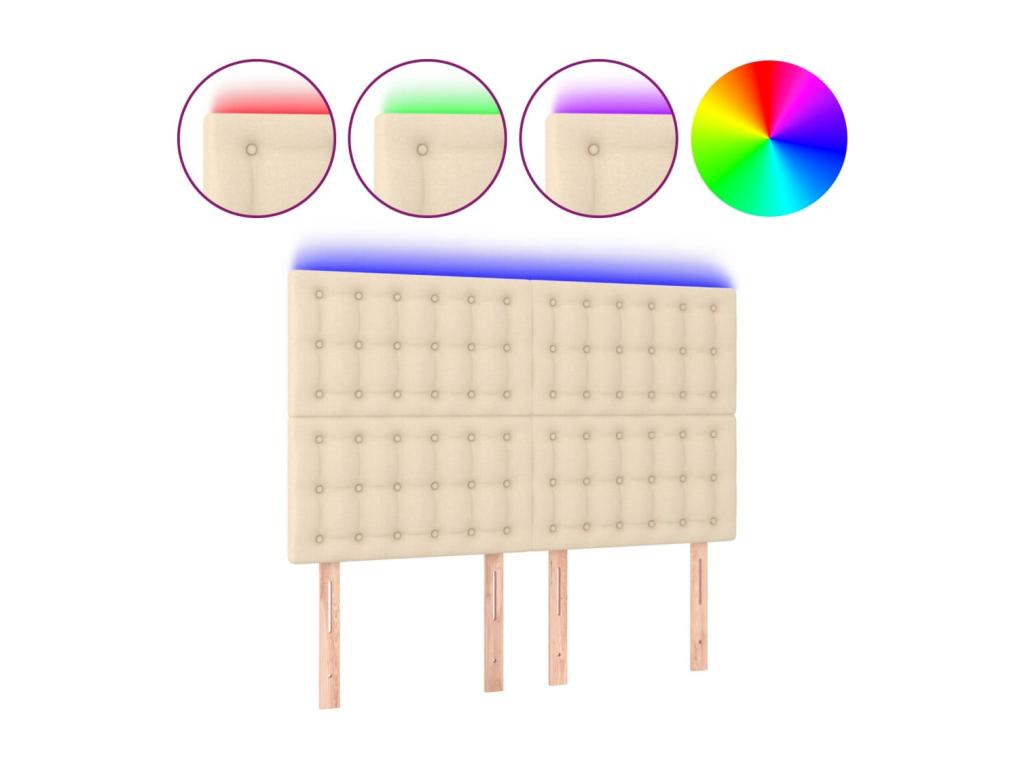 Cream LED Headboard 144x5x118/128 cm Fabric 67245EWGZ