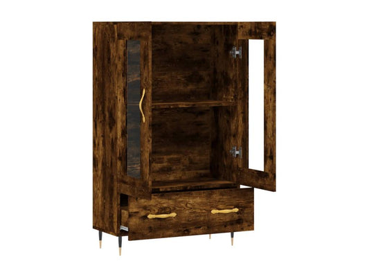 Smoked oak tall sideboard 69.5x31x115 cm engineered wood 95716MSQE