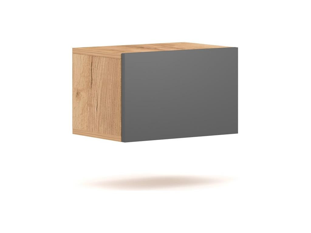 Small wall-mounted storage unit Parisianestop oak and anthracite grey 40cm 77291MMIE