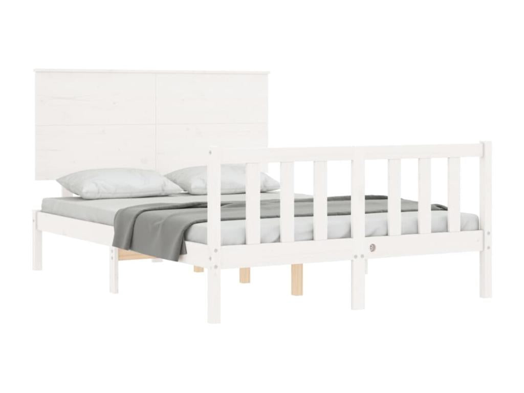 Bed frame without mattress, white, solid pine wood 01891CHNF