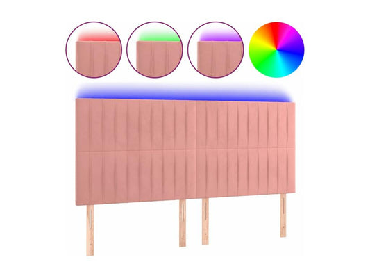 Pink LED Headboard 180x5x118/128 cm Velvet 12816ZVKU