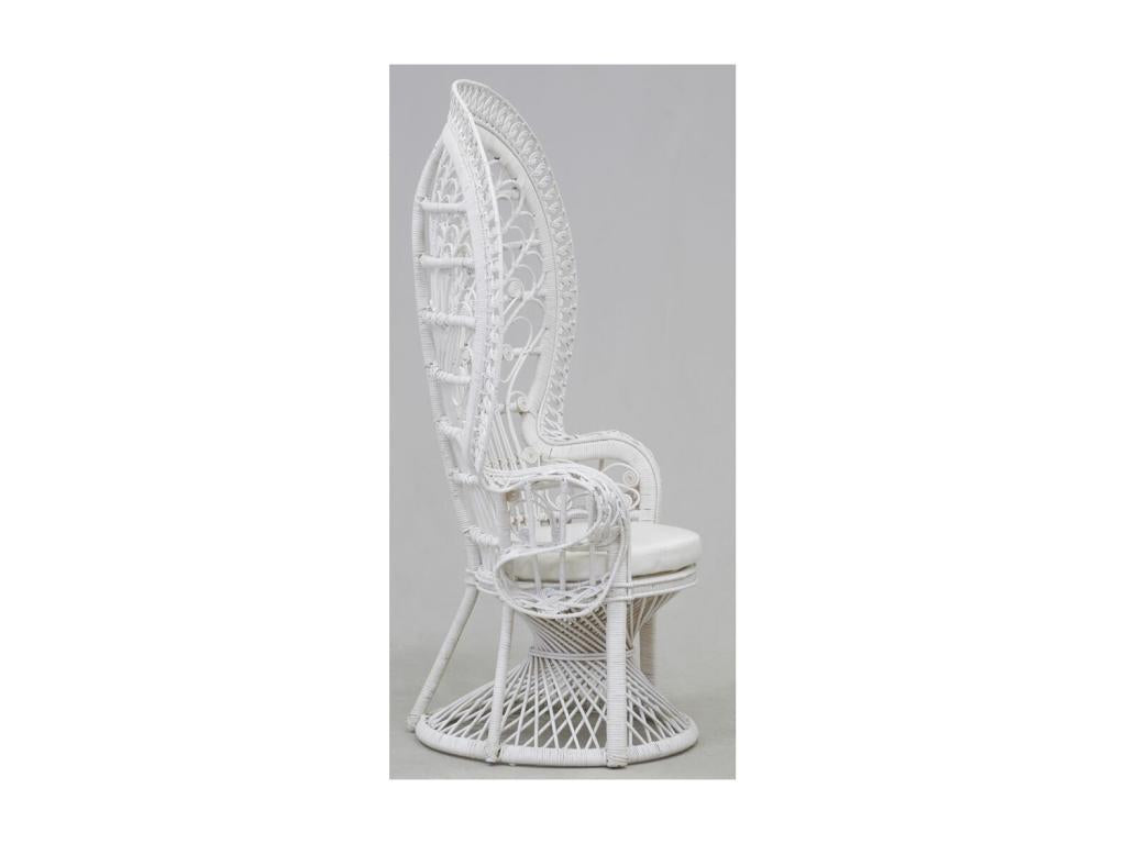 Handcrafted Parisianestop rattan armchair, white lacquered rattan 81927OMDI