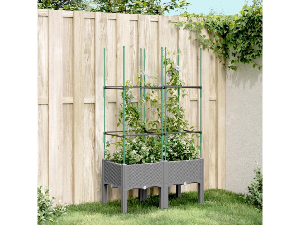 Planter with light grey trellis 80x40x142.5 cm PP 63018TYFQ
