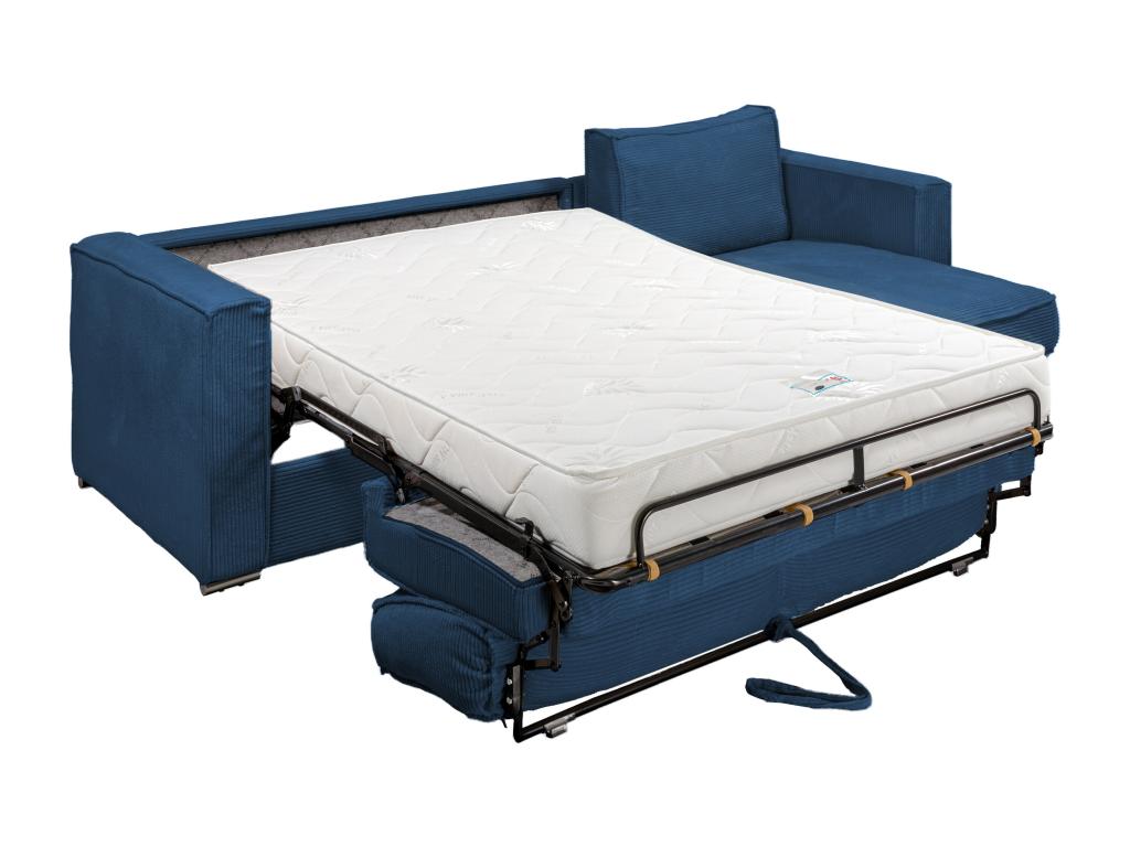 Express convertible and reversible corner sofa in midnight blue corduroy - 160 cm wide sleeping area - 18 cm mattress - Maisonpuretop 94504BFNZ