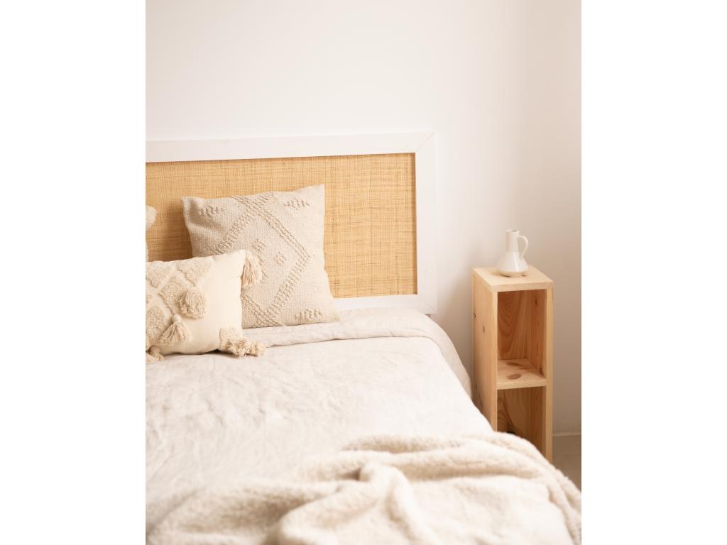 Pine wood and white raffia headboard 180x60cm - Artvivrestore RAFIA - Artvivrestore 61145FZCO