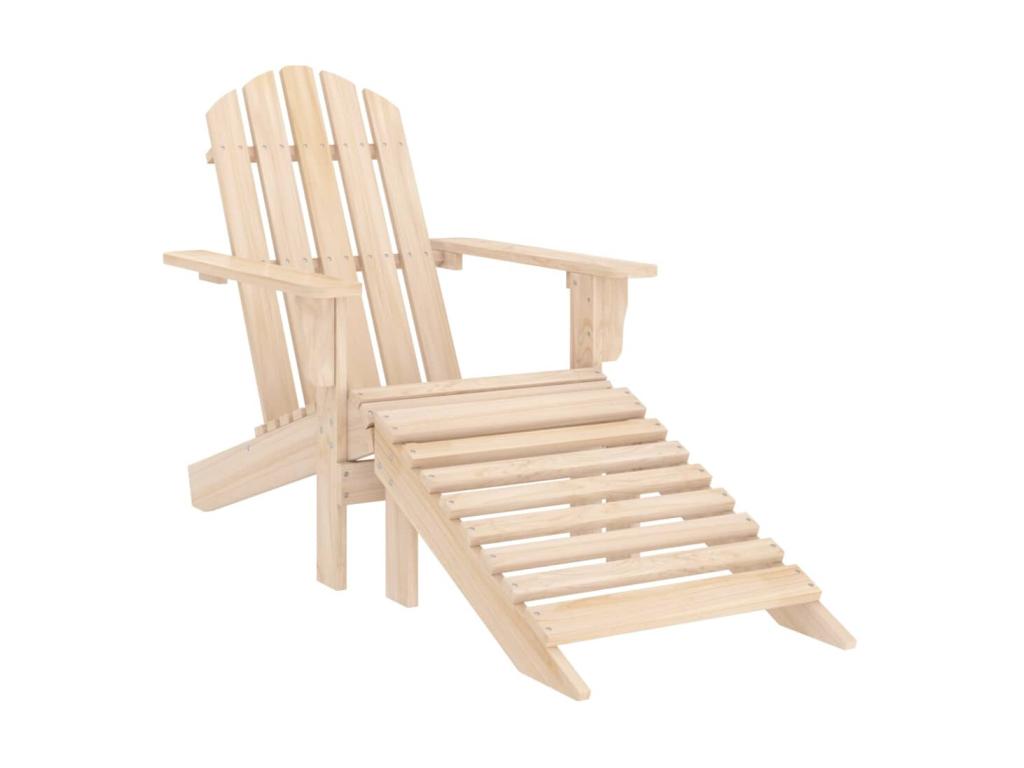 Parisianestop garden chair with footrest and table, Fir wood, 54866NGHB