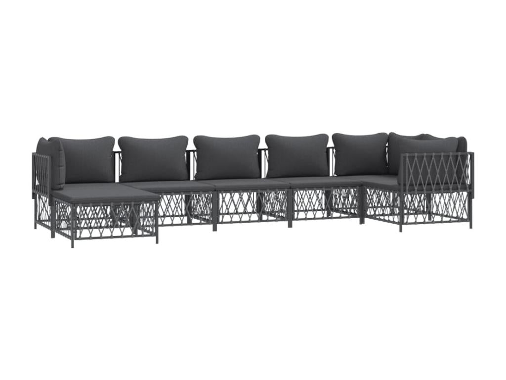 7-piece garden furniture set with cushions, anthracite steel, 31326EWAA