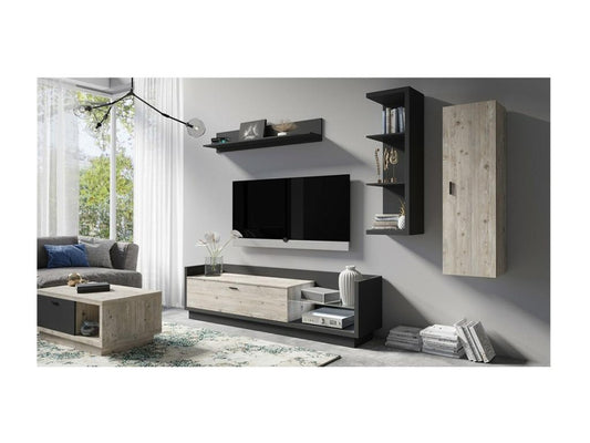 XL TV Unit 220cm - Parisianestop Collection - Anthracite Grey and Pine Finish 07860HLBD