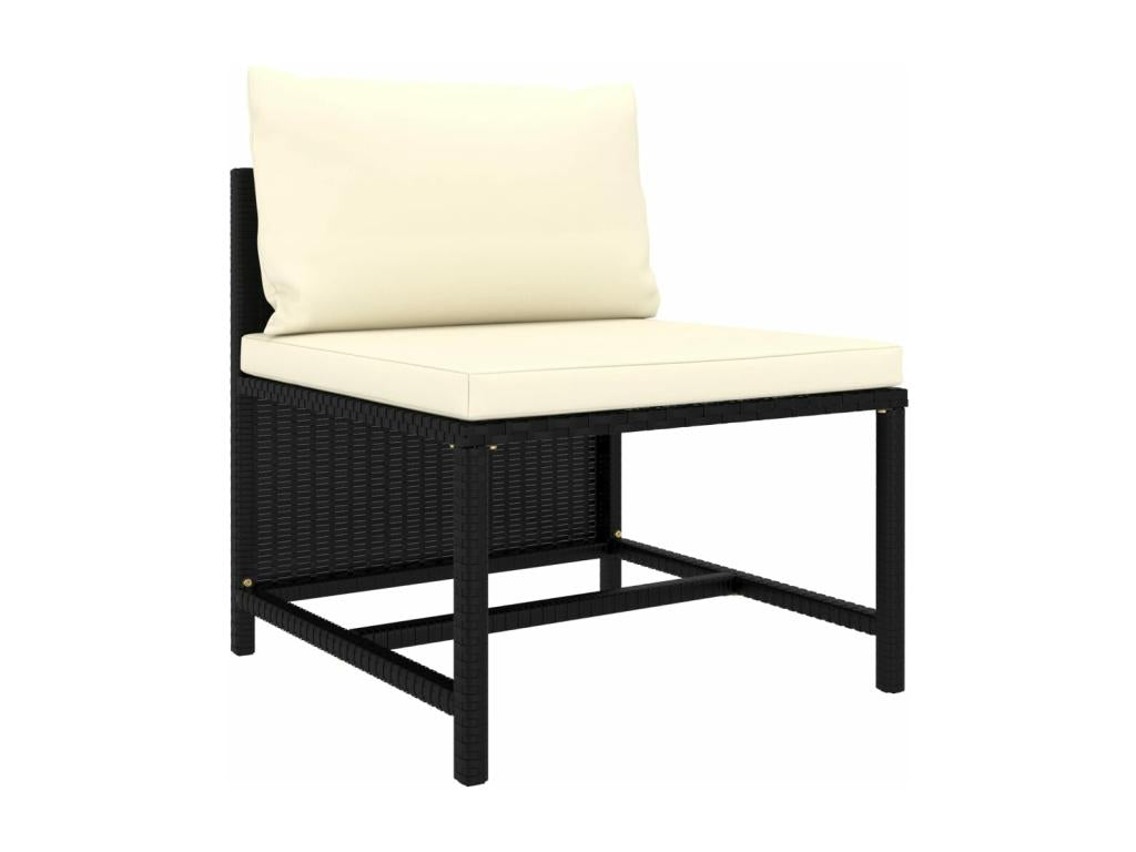 4-seater garden sofa with cushions, black woven resin, 64180MDOG