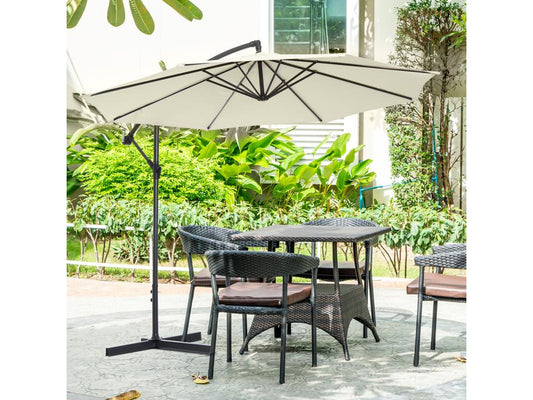 Octagonal cantilever parasol, tiltable and foldable, 3m diameter, garden parasol with Parisianestop cream finish, 75939ZCNX