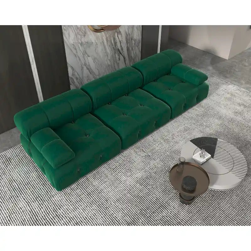 Velvet Sectional Sofa Reversible Modular Couch, Green