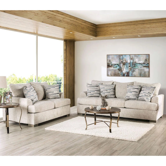 Nort Transitional Fabric Upholstered Flared Arms 2-Piece Sofa Set by Furniture of America