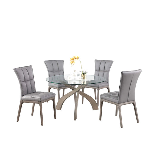 Somette Pogo Criss Cross Dining Set with Gray Chairs