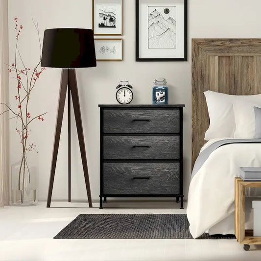 Nightstand 3-Drawer Shelf Storage - Bedside Furniture End Table Chest