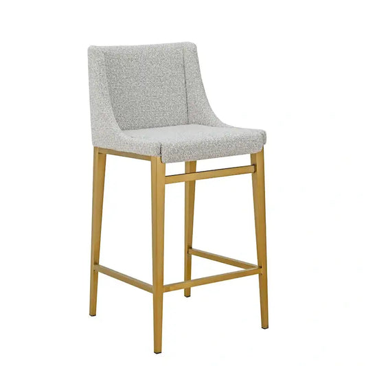 Modrest Mimi Modern Light Gray Fabric + Antique Brass Counter Stool (Set of 2)