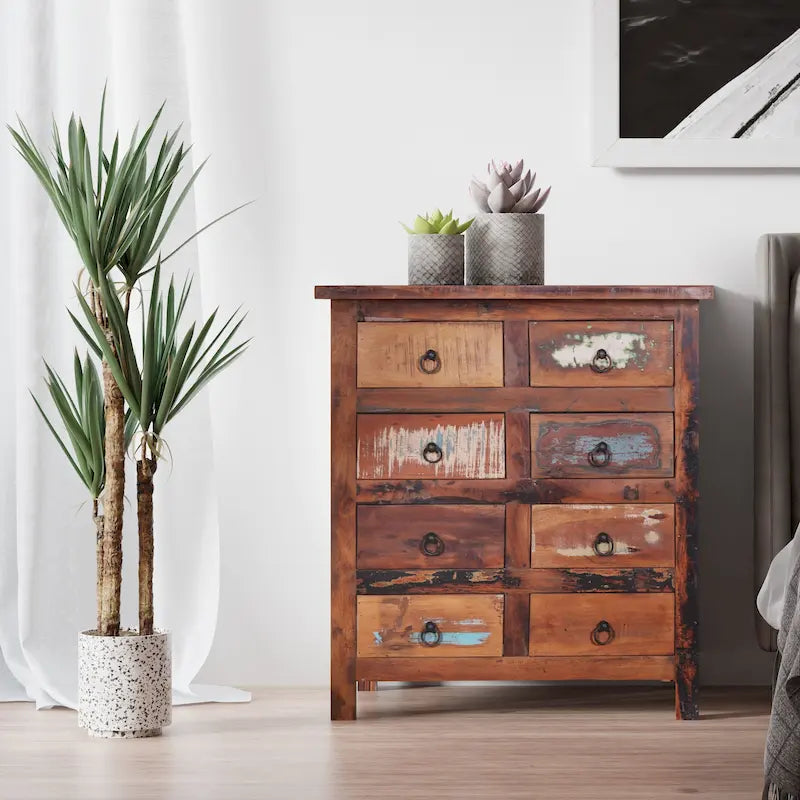 Maadze 32 Wide Reclaimed wood 8-Drawers Chest