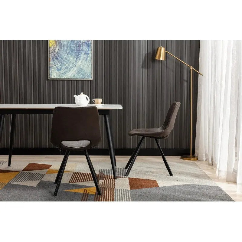 Modern Faux Leather Dining Chairs with Metal Frame (Set of 2) - 20 H x 14.5 W x 20 D