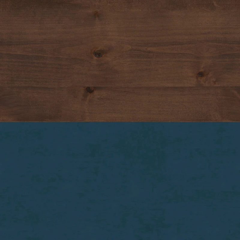 Bridgevine Home Nantucket 14 inch Chairside Table, No Assembly Required, Blue Denim and Whiskey Finish