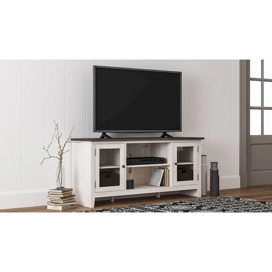 Dorrinson Casual Large TV Stand w/Fireplace Option, White/Brown