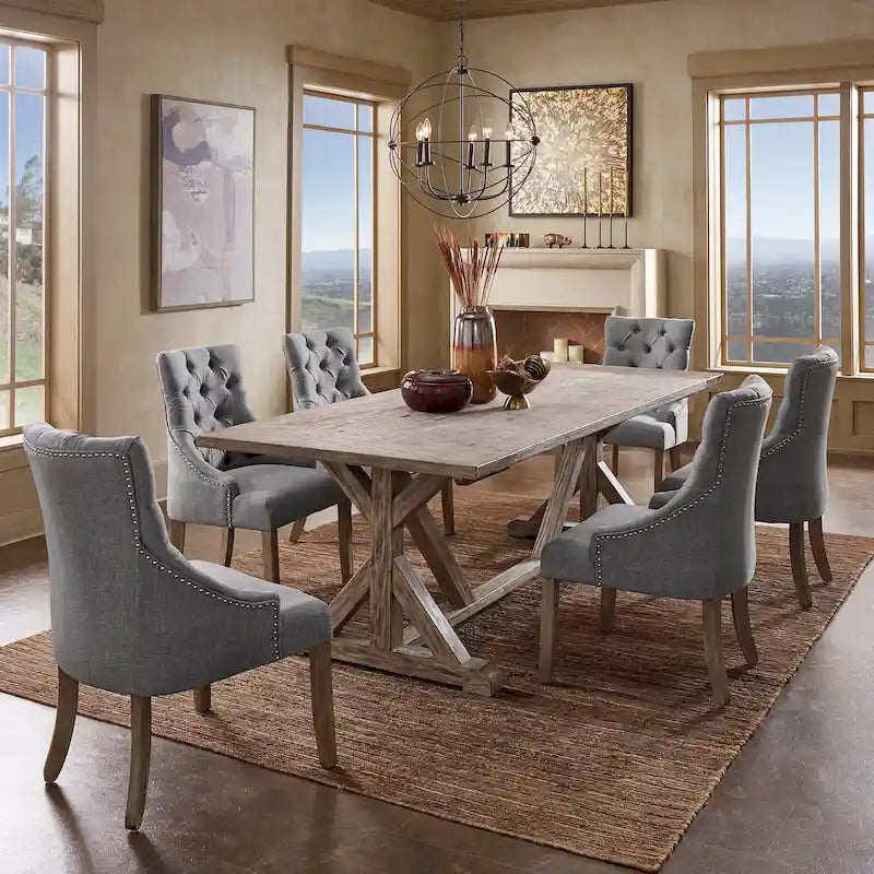 Paloma Antique Gray Reclaimed Wood Dining Set by iNSPIRE Q Artisan