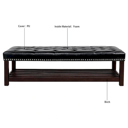 Wooden Base Upholstered Bench for Bedroom for Entryway