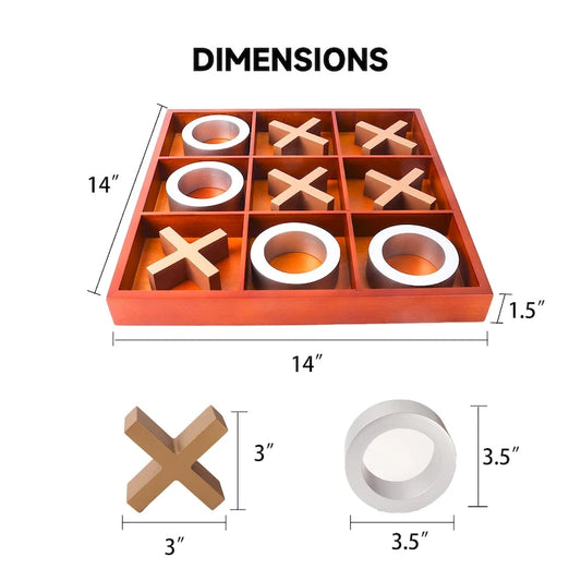 GSE 14 Giant Wooden Tic Tac Toe Game Set for Kids and Adults. Great for Office, Living Guest Room, Coffee Table Decor Game