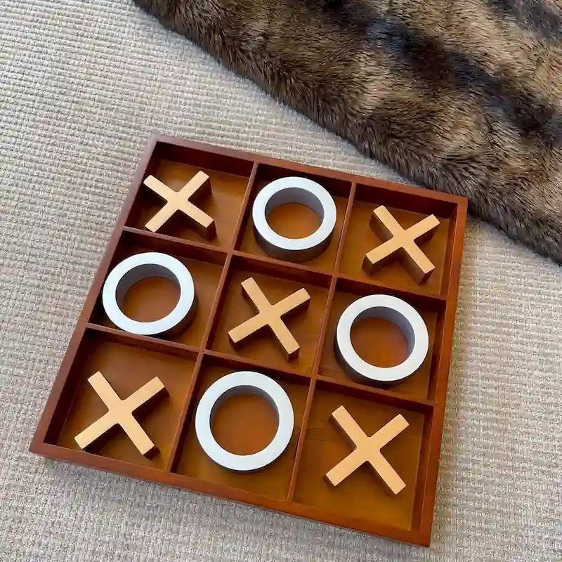GSE 14 Giant Wooden Tic Tac Toe Game Set for Kids and Adults. Great for Office, Living Guest Room, Coffee Table Decor Game