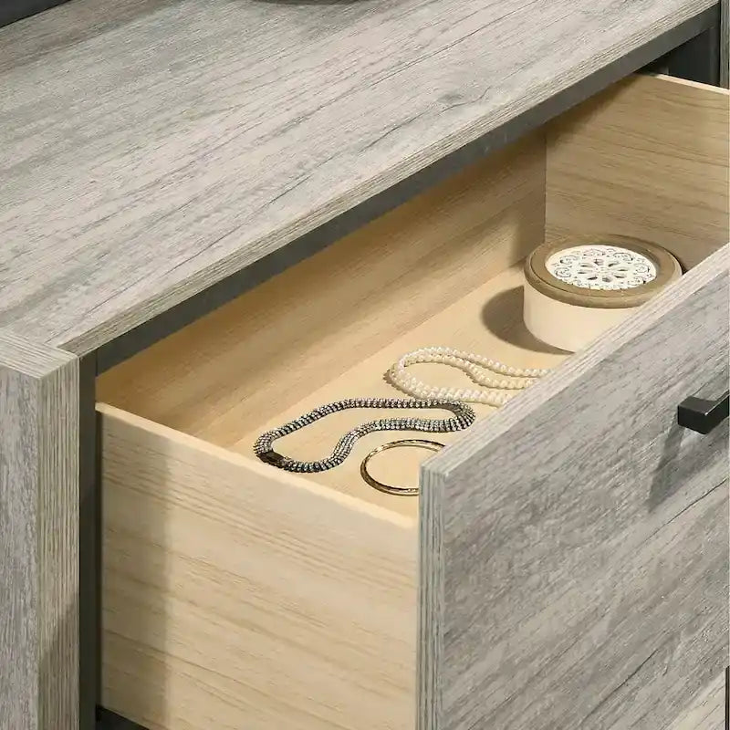 Roundhill Furniture Lenca LED Wallbed with Nightstands - Weathered Gray