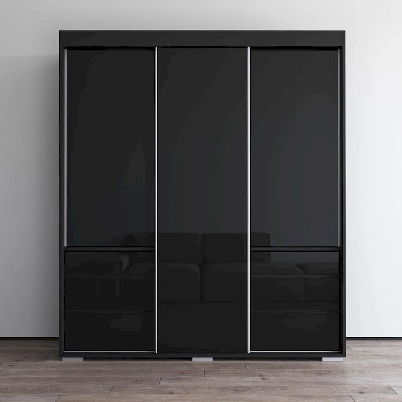 Monaco 3-door Modern 71-inch Glass Front Wardrobe