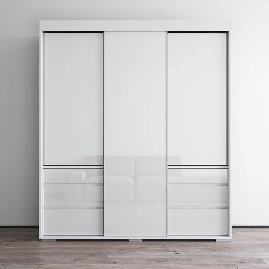 Monaco 3-door Modern 71-inch Glass Front Wardrobe