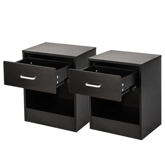 Set of 2 Bedroom Storage End Beside Table 1 Drawer Nightstand