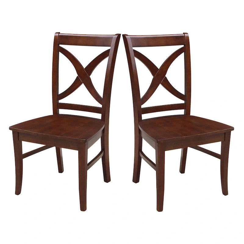 International Concepts Solid Wood Cosmo X-back Dining Chairs, Set of 2