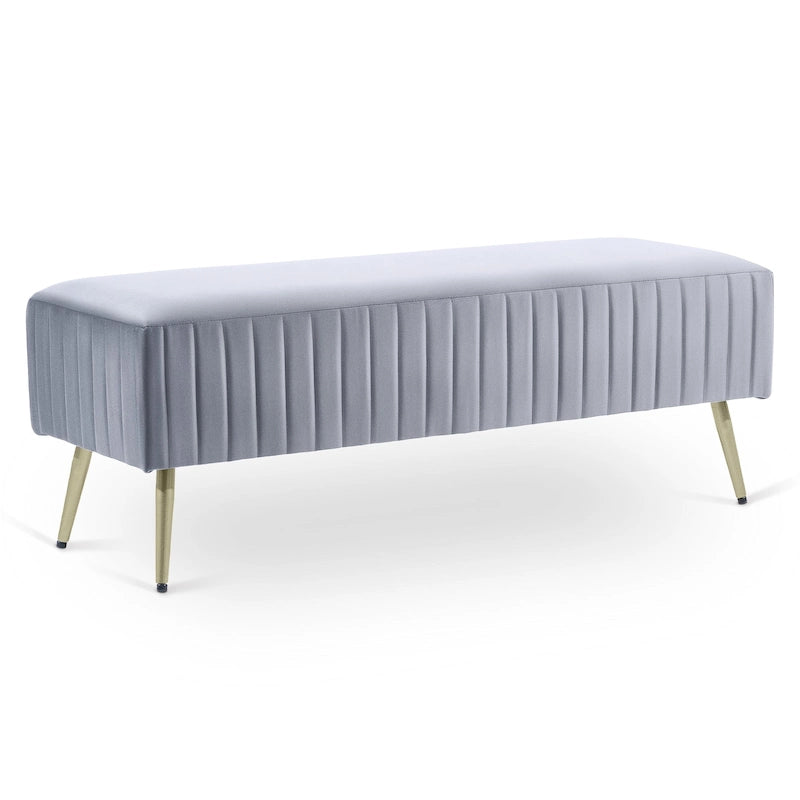46 Modern Upholstered Bed and Entryway Bench with Padded Velvet Seat