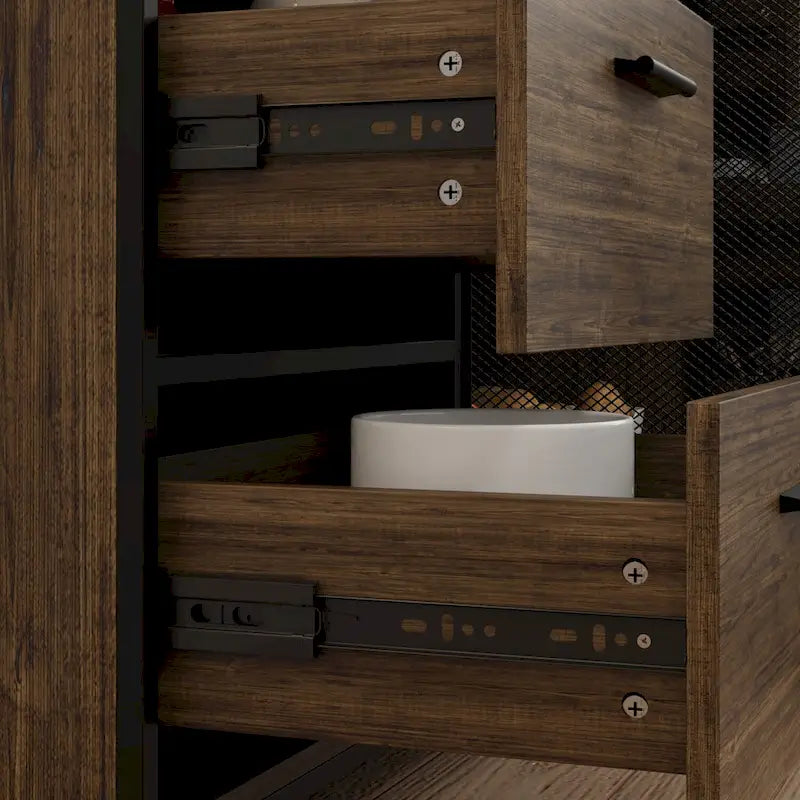 Large Kitchen Hutch Cabinet,Pantry with Metal Doors&6 Drawers&Shelves - 70.9W