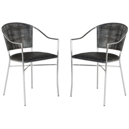 SAFAVIEH Jullieta Black Arm Chair (Set of 2) - 21 W x 22.3 L x 33.5 H - 21Wx22Dx34H