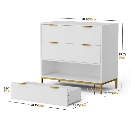 Anmytek Mid-Century Modern 3-Drawer White Dresser for Bedroom Wood Chest of Drawers