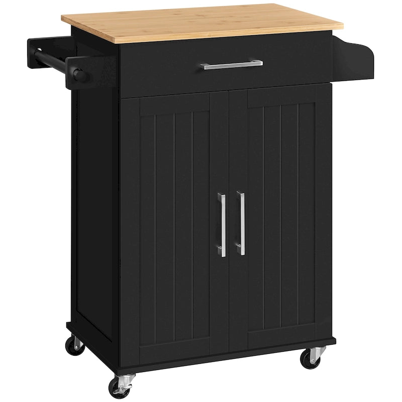 Yaheetech Rolling Kitchen Car with Towel Rack, Drawer, 2 Doors