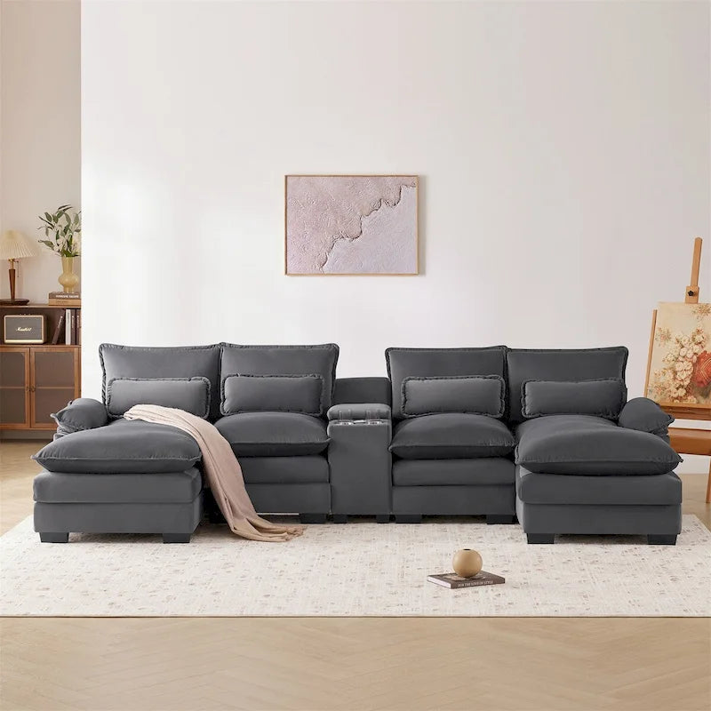 Sleeper Couch Set with Chaise
