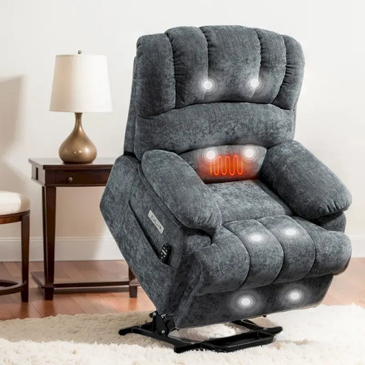 Chenille Large Electric Power Lift Massage & Heat, USB Port,Pockets