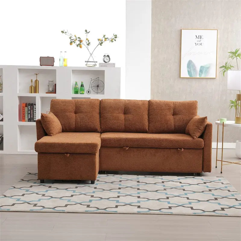 L-Shaped Modular Sectional Sofa with Reversible Chair and Storage